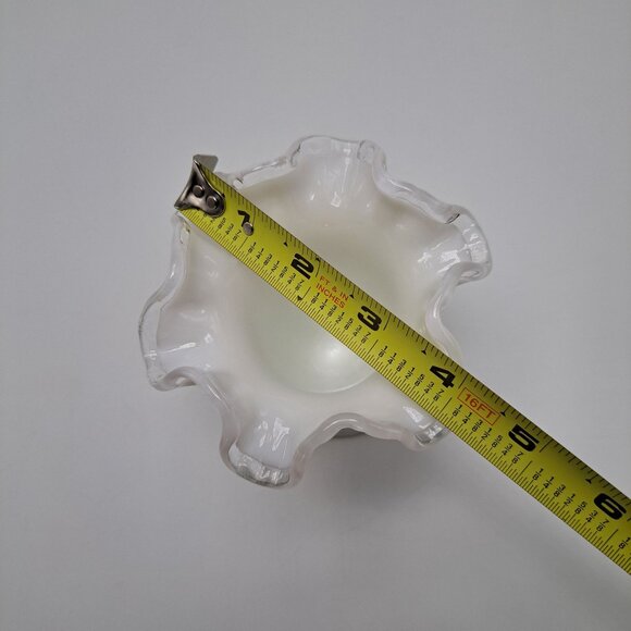 Fenton White Silvercrest Glass Vase Ruffled Edge Elegant Collectible Glassware - Picture 3 of 8